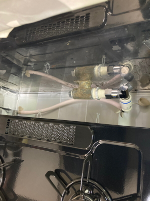 ゴム管用ソケット＋ガスホースで接続