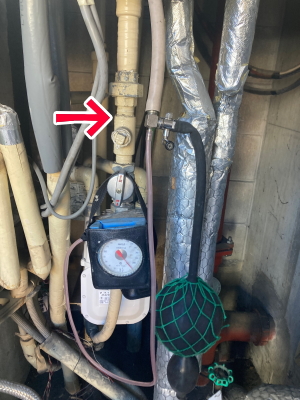 着工前のガス漏れ検査（加圧）でガス漏れ疑いあり